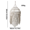 Bohemian off-white cotton woven lampshade with fringes measuring 89cm by 40cm - Beige / Style D