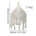 Handwoven boho pendant lamp shade in beige with fringe, 40cm diameter and 70cm height - Beige / Style A