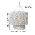 Bohemian handmade cotton rope woven lampshade with fringe tassels, size 40x40cm - Beige / Style B