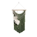 Decorazione da parete in macramè fatta a mano verde foresta e bianco con foglie - Verde