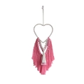 Decorazione da parete bohémien a cuore in macramè con nappe rosa sfumate a mano - Rosa