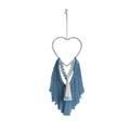 Decorazione da parete boho a cuore intrecciato a mano in blu con nappe di cotone multistrato - Blu Reale