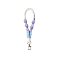 Handgemaakte polsband in wit, paars en blauw met gouden karabijnsluiting - 21x2cm / Lichtpaars