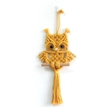 Handmade owl macrame wall hanging in bright yellow cotton rope for bohemian home decor - 20*50cm / Yellow