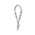 Handmade cream woven cotton wristlet strap with a gold lobster clasp in minimalist style - 21x2cm / Beige