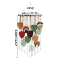Bohemian leaf tassel wall hanging with 12 colorful hand-woven cotton macrame leaves - Brown Rope Style B
