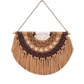 Arazzo da parete boho fatto a mano con corde di cotone e nappe in tonalità terra - Marrone