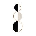 Bohemian geometric wall hanging with three gold bamboo circles in black and white finish - Combination Set / Black & White Scheme