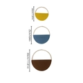 Set of 3 Bohemian woven wall baskets in yellow, blue and brown with wood handles - Combination Set / Multicolor Mixed Scheme