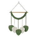 Bohemian handmade leaf woven wall hanging with sage green cotton rope and wooden beads - Green / Standard Type