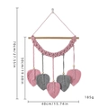 Handmade woven macrame leaf wall hanging in pink and grey with wooden beads - Pink / Standard Type