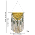 Handgefertigter Makramee Wandbehang in Beige Gelb und Grün mit Maßen auf Weiß - 50*72cm / Grün