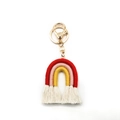 Portachiavi arcobaleno boho fatto a mano con nappe di cotone rosso rosa e giallo - Rosso/Rosa/Giallo (Stile A)