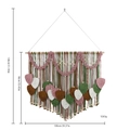 Handmade boho macrame leaf wall hanging 100cm wide in green and pink colors - 100*90cm / Spliced Wood Stick With Comb Style