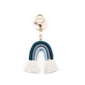 Portachiavi arcobaleno fatto a mano con nappe in verde ottanio grigio e azzurro - Teal Scuro/Grigio/Blu Chiaro (Stile A)