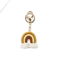 Portachiavi arcobaleno boho fatto a mano con nappe di cotone giallo senape e marrone - Zenzero/Beige/Caffè Scuro (Stile B)