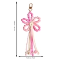 Pink gradient handmade crochet flower keychain with golden lobster clasp and white pearls - Pink