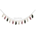 Nordic wood bead garland with colorful cotton tassels for minimalist home wall decor - Mixed Color Tassel Style / Pink White Green Mixed