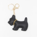 Portachiavi cane Scottish Terrier nero con catena dorata e ecopelle con trama litchi - Nero
