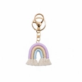 Portachiavi arcobaleno boho intrecciato a mano in cotone viola beige e blu dorato - Viola/Beige/Blu Chiaro (Stile B)