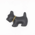 Portachiavi in pelle nera a forma di Scottish Terrier con catena dorata di lusso - Nero