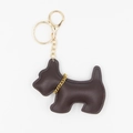 Portachiavi cane terrier in pelle marrone con catena dorata per borse e auto - Marrone Con Fibbia