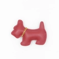 Portachiavi a forma di cane terrier in pelle rossa con catenella dorata e grana martellata - Borgogna
