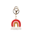 Portachiavi arcobaleno stile boho fatto a mano con nappe in cotone bianco e gancio dorato - Rosso/Rosa/Zenzero (Stile B)