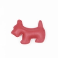 Detailed view of red leather dog charm featuring precise stitching and realistic texture - Burgundy Only (Without Necklace)