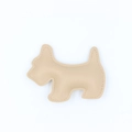 Close-up of beige leather Scottish Terrier keychain with premium lychee grain texture - Khaki Only (Without Necklace)