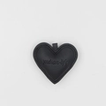 Fashionable heart shaped black leather keychain with debossed logo for bag decoration - Black