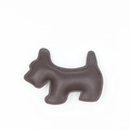 Detailed close-up of dark brown leather Scottish Terrier dog charm with fine stitching - Brown Only (Without Necklace)