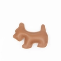 Detailed close-up of brown pebbled leather dog keychain with fine stitching detail - Coffee Only (Without Necklace)