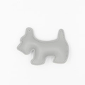 Close-up of grey litchi grain leather puppy bag charm with refined stitching details - Grey Only (Without Necklace)