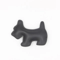 Detail of a black pebbled leather dog keychain featuring refined stitching and 3D design - Black Only (Without Necklace)
