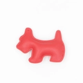 Detailed view of red lychee textured leather dog bag charm with premium stitching - Red Only (Without Necklace)
