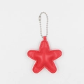 Chic red star-shaped PU leather keychain with silver bead chain for bags and car keys - Red