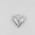 Detailed view of silver heart pendant with textured hammered finish and sturdy hanging ring - Silver