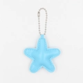 Cute light blue star leather keychain with silver bead chain for bags and accessories - Blue