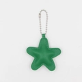 Cute green star-shaped PU leather keychain pendant with silver metal bead chain for bags - Green