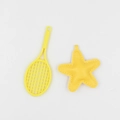 Cute yellow tennis racket and star keychain charms for bags and car keys decoration - Yellow