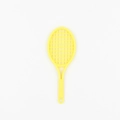 Miniature bright yellow tennis racket pendant with clear mesh texture for keychains - Yellow