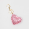 Rosa Glitzer-Herz-Schlüsselanhänger mit goldenem Karabinerhaken für Taschen und Autos - Herz-Schnalle / Rosa