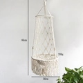 Handmade boho macrame cat hammock with wooden beads and tassels, 85cm height - Type D 30cm / Beige