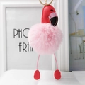 Porte-clés flamant rose en peluche avec anneau doré et détails de pieds en cœur - 18*8cm / Rose Clair