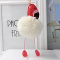 Porte-clés flamant rose créatif avec pompon en peluche blanc et détails en cuir rouge - 18*8cm / Blanc Cassé