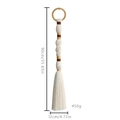 Nordic woven tassel wall hanging with wooden ring and 90cm long beige cotton fringe - Single Layer Whip Tassel