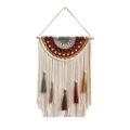 Bohemian woven macrame wall hanging with colorful geometric patterns and wood beads decor - 40*60cm / Brick Red B