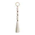 Bohemian handmade cotton fringe wall hanging with wooden ring and brown knot details - Double Layer Whip Tassel