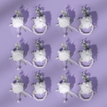 Detail of white tulle wedding corsage and wristlet with pearls and green leaves - 3-Flower Boutonniere Wristlet Accessory